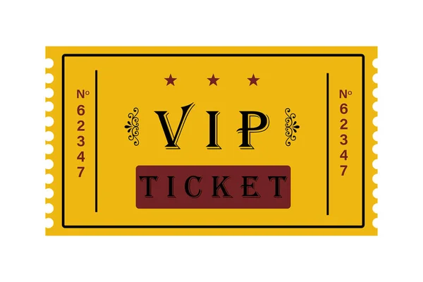 Illustration of a cinema ticket with a retro design with the text VIP Ticket, in gold color