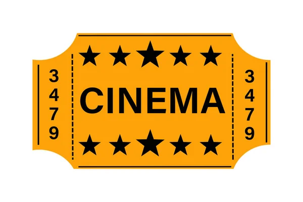 Illustration of a cinema ticket with a retro design with the text Cinema, in yellow color