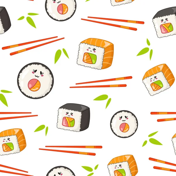 Kawaii sushi, rolls — Stock Vector