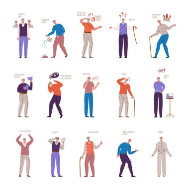 old people with dementia symptoms clipart