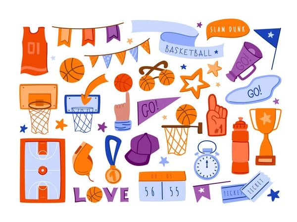 Basket choses sport concept — Image vectorielle