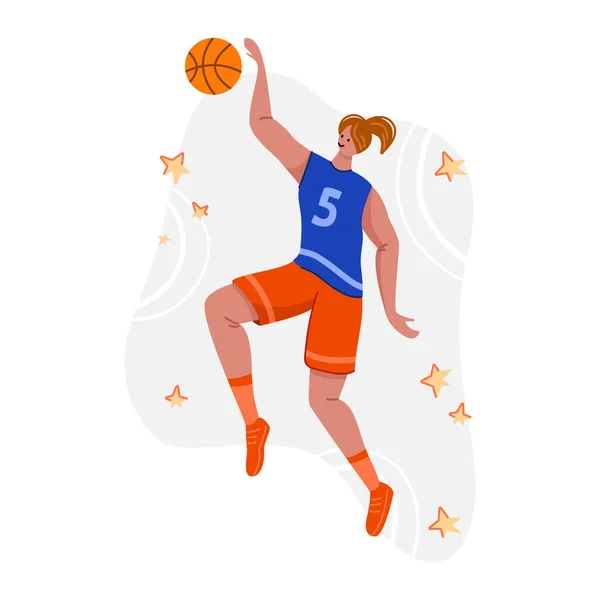 Концепция баскетболистки — стоковый вектор