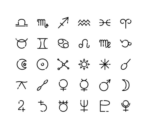 Outline astrology vector icons set