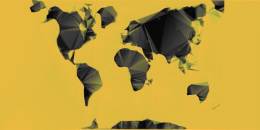 Çokgen Dünya Haritası okyanus ve gölgeler ile yere