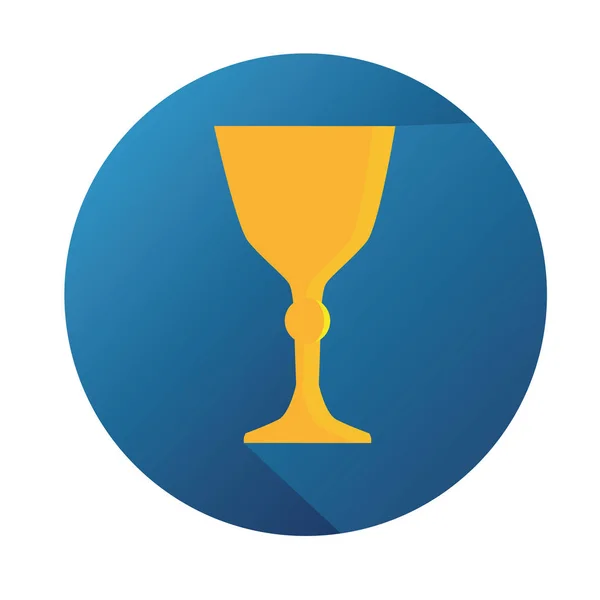 Vector Flat Gold Trophy with Long Shadow and Blue Button — стоковое фото