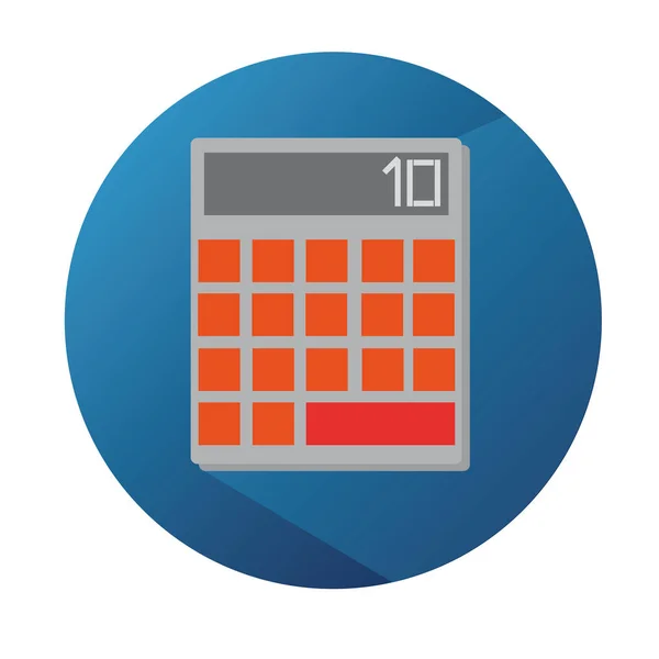 Векторный плоский калькулятор с длинной тенью и голубой кнопкой — стоковое фото