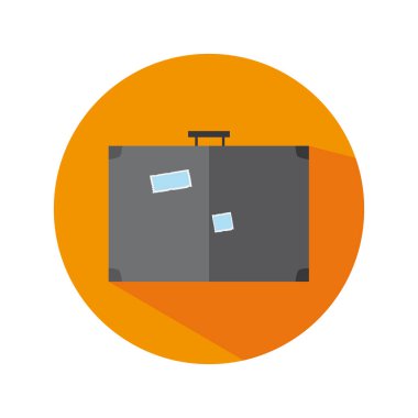 Bavul seyahat için uzun gölge ile düz simgesi