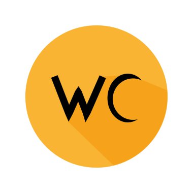 Düz simgesi tuvalet işareti ile seyahat için uzun gölge