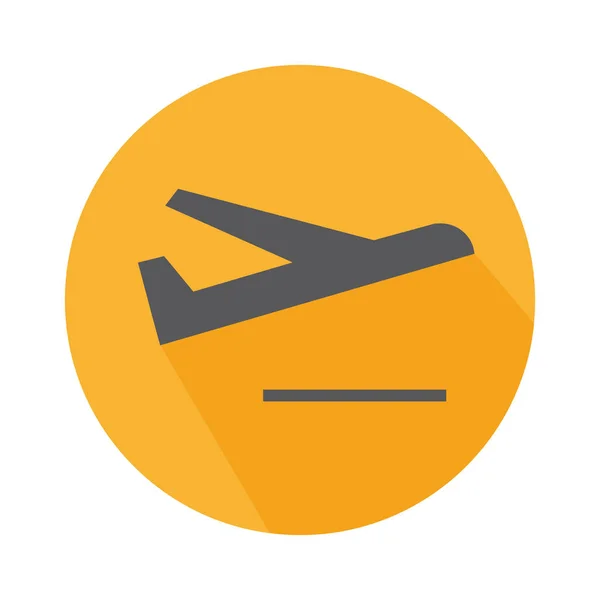 Icono plano signo de salida con avión en el aeropuerto para viajar — Archivo Imágenes Vectoriales