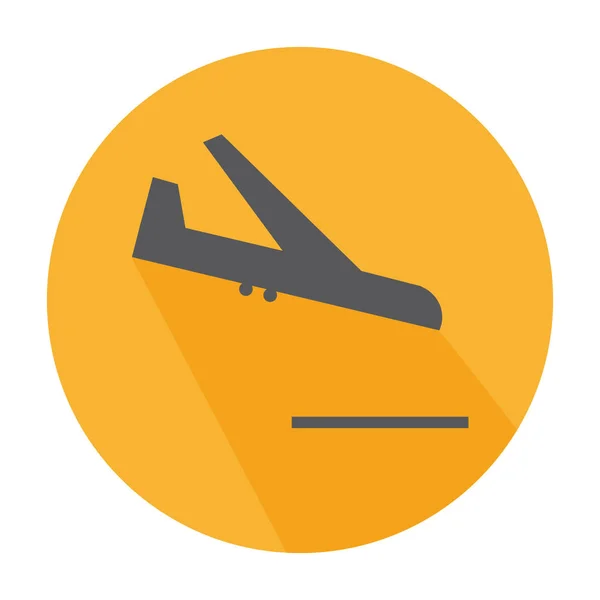 Flaches Symbol Ankunftsschild mit Flugzeug am Flughafen für die Anreise — Stockvektor