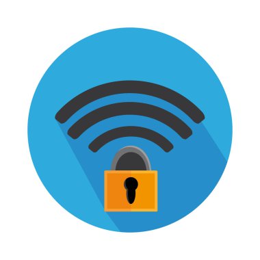 Düz simgesi kablosuz kilit ve seyahat ve otel için uzun gölge ile