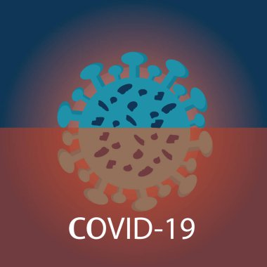 Coronavirus covid-19 molekülünün metin ve farklı renk grafiğiyle detaylı görünümü