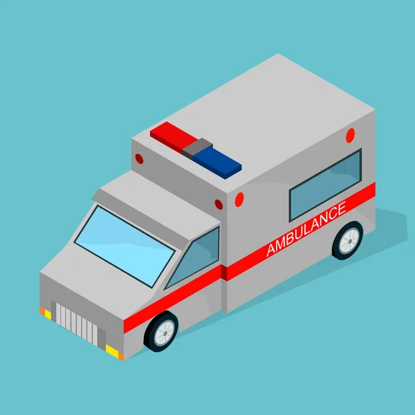 Isometrischer Krankenwagen Für Spiele Und Web Mit Warnblinkanlage Und Krankenwagen — Stockvektor