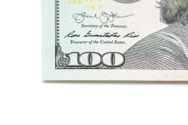 Bottom Left Corner 100 Bill — Stock Photo, Image