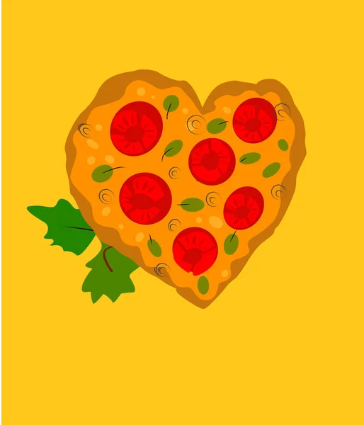 Pizza w formie serca na tle. wektor gotowy do druku, świetny pomysł na t-shirt, pocztówka — Wektor stockowy