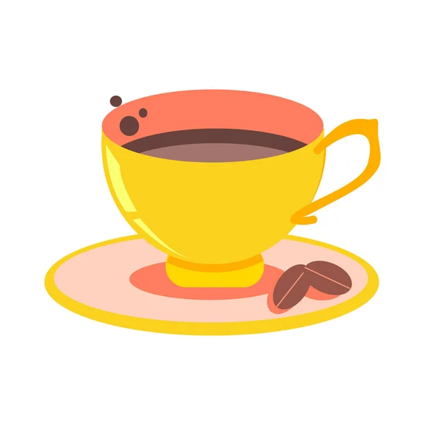 Giallo tazza di caffè. Illustrazione vettoriale. Stile piatto. Elemento di design decorativo per caffetteria, manifesti, bandiere, carte — Vettoriale Stock
