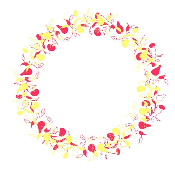 Floral Wreath Frame Design Template Wedding Greeting Date Thank You — Stock Vector