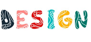 Yaratıcı El Yazısı Süsleme Tasarım Vektörü İllüstrasyonlu Tasarım Kelime Metni. Komik harfler.