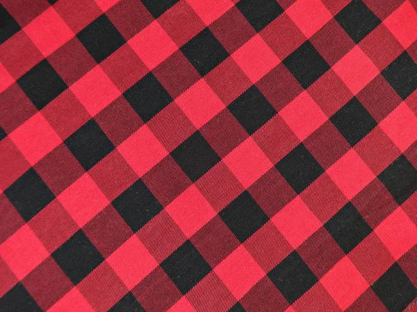 Cotton Fabric Black Red Checkered — Stock Photo, Image