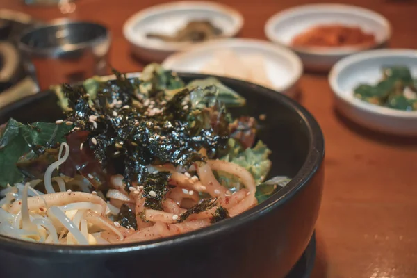 Korean Traditional Dish Bibimbap Hot Stone Bowl — Stock Photo, Image
