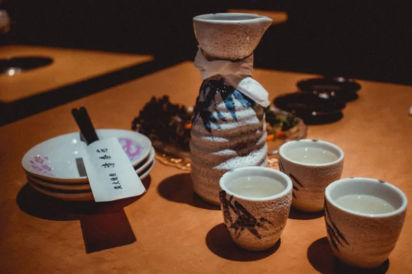 Japanese Set Drinking Rice Wine Sake — Stock Photo, Image