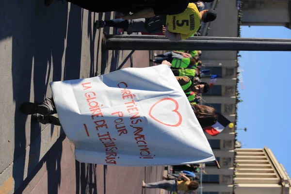 Une Foule Gilets Jaunes Paris — Photo