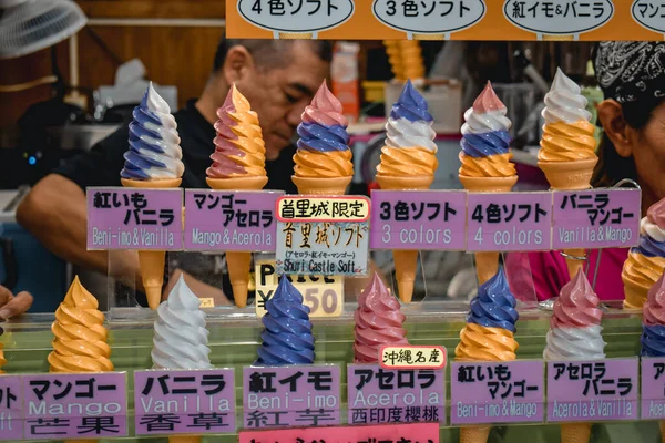 Loja Japonesa Com Modelos Plástico Sorvete Colorido — Fotografia de Stock
