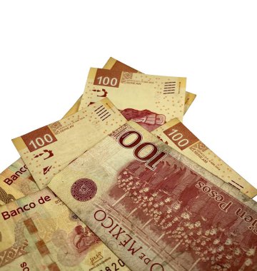 Meksika pezosu faturaları beyaz arka plan izole