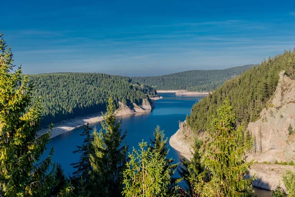 Passeio Outono Torno Barragem Água Estreita Floresta Turíngia Tambach Dietharz — Fotografia de Stock