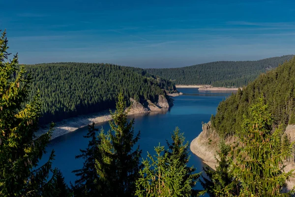 Paseo Otoño Alrededor Presa Agua Estrecha Bosque Turingia Tambach Dietharz —  Fotos de Stock