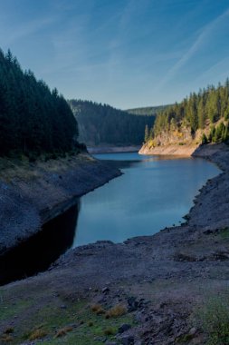 Thüringen Ormanı 'ndaki dar su barajının etrafında sonbahar yürüyüşü - Tambach-Dietharz / Almanya