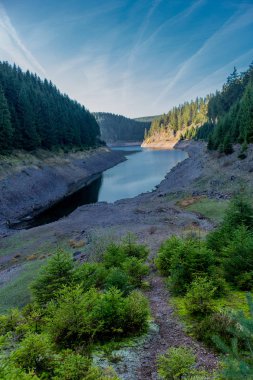 Thüringen Ormanı 'ndaki dar su barajının etrafında sonbahar yürüyüşü - Tambach-Dietharz / Almanya