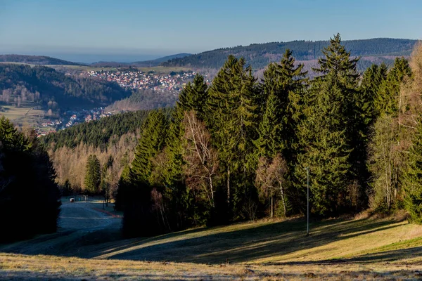 Kleine Wandeltocht Winterse Nieuwjaarsochtend Rond Ruppberg Bij Zella Mehlis Thüringen — Stockfoto