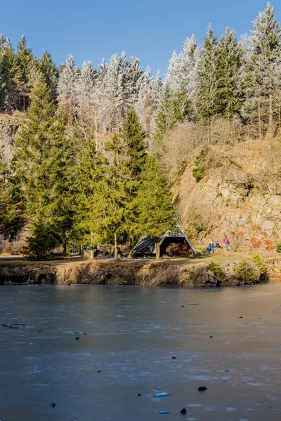 Paseo Invierno Soleado Día Frío Invierno Alrededor Del Eberstwiese Rennsteig — Foto de Stock