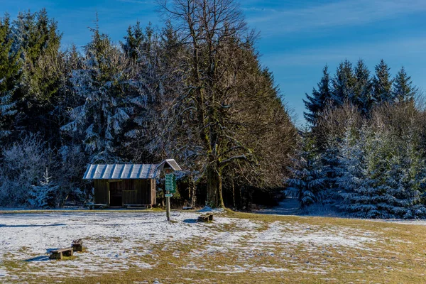 Winterwandeling Een Zonnige Dag Rond Dolmar Thüringen Duitsland — Stockfoto