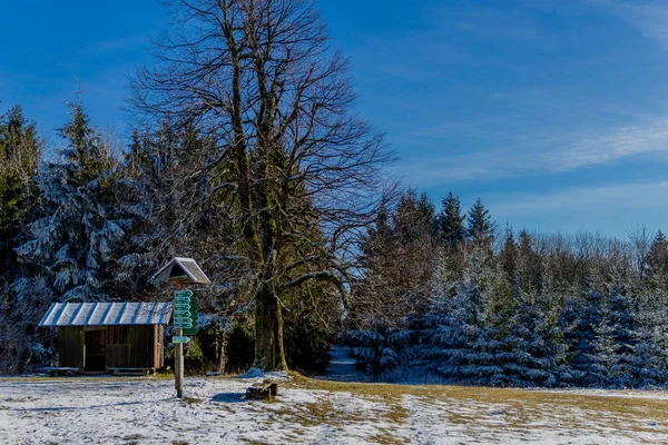 Promenade Hivernale Par Une Journée Ensoleillée Autour Dolmar Thuringe Allemagne — Photo