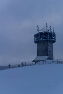 First small winter hike along the Rennsteig through the Thuringian Forest - Schneekopf/Germany