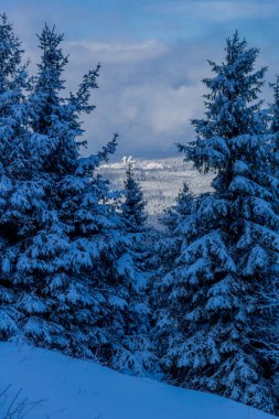 First small winter hike along the Rennsteig through the Thuringian Forest - Schneekopf/Germany