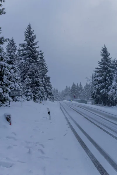 First Small Winter Hike Rennsteig Thuringian Forest Schneekopf Germany — 图库照片