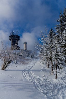 First small winter hike along the Rennsteig through the Thuringian Forest - Schneekopf/Germany