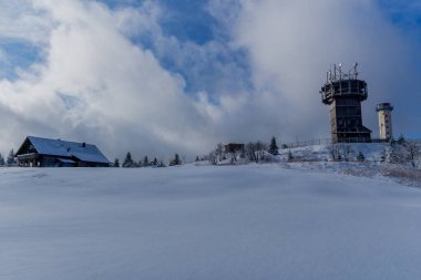 First small winter hike along the Rennsteig through the Thuringian Forest - Schneekopf/Germany