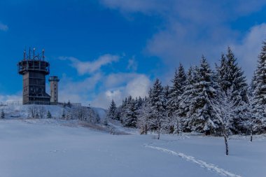 First small winter hike along the Rennsteig through the Thuringian Forest - Schneekopf/Germany