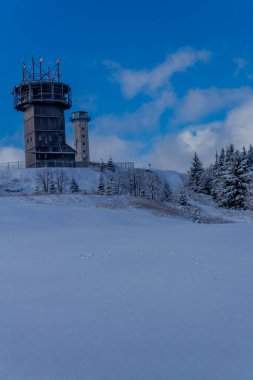 First small winter hike along the Rennsteig through the Thuringian Forest - Schneekopf/Germany