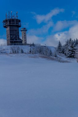 First small winter hike along the Rennsteig through the Thuringian Forest - Schneekopf/Germany