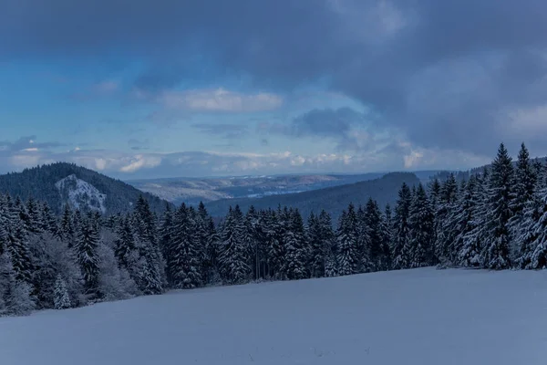 First Small Winter Hike Rennsteig Thuringian Forest Schneekopf Germany — стокове фото