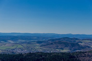Güneşli bir günde ilk bahar yürüyüşü Thuringian Ormanı 'nda - Steinbach-Hallenberg / Almanya