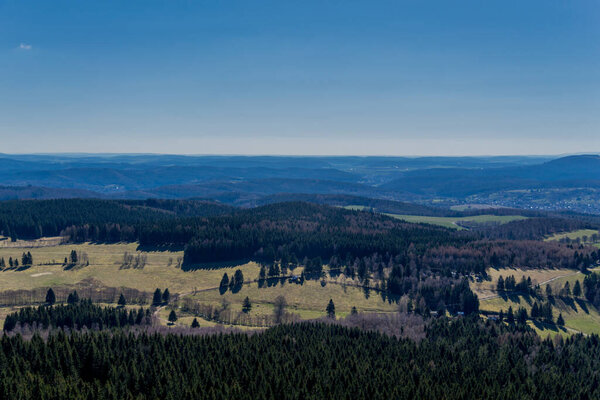 First spring walk on a sunny day through the Thuringian Forest - Steinbach-Hallenberg/Germany