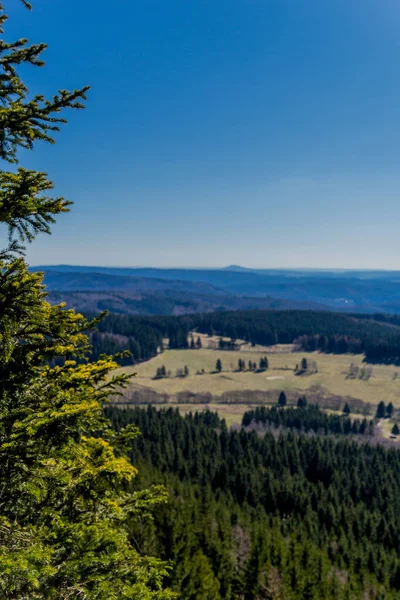 První Jarní Procházka Slunečného Dne Durynským Lesem Steinbach Hallenberg Německo — Stock fotografie