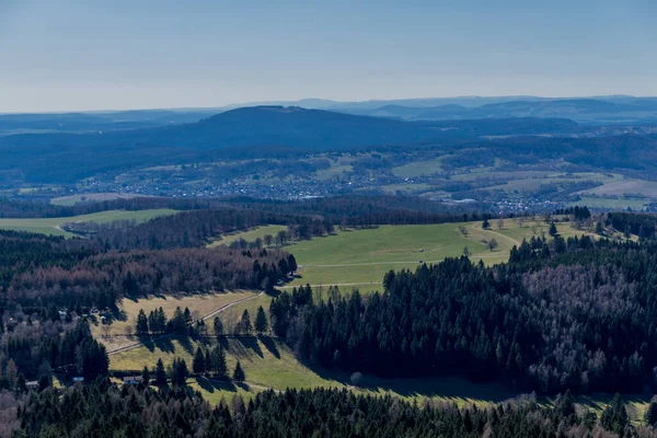 Перша Весняна Прогулянка Сонячним Днем Через Туринзький Ліс Штайнбах Галленберг — стокове фото
