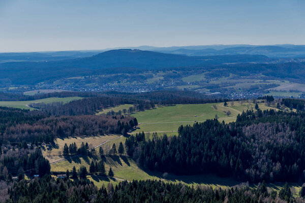 First spring walk on a sunny day through the Thuringian Forest - Steinbach-Hallenberg/Germany